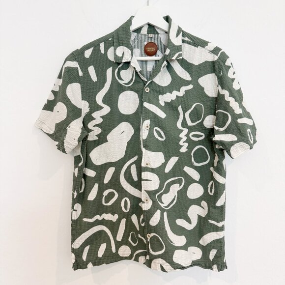 Common People Poles Men's Seersucker Collared Button Up Casual Shirt Top Small - Picture 1 of 8